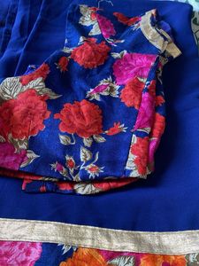 Blue Floral Lehenga Choli Set