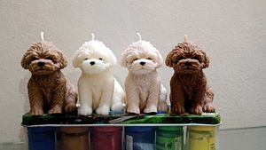 Adorable scented soy wax puppy Candles