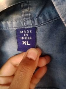 Stylish Blue Denim Hooded Shirt