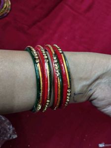 Red &amp; Green Beaded Bangles