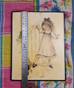 Retro Wood Wall Plaque - Little Girl with Kittens