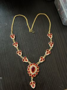 Women Red Stone Gold Neckalce