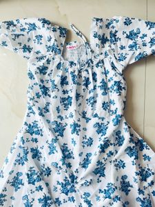 Floral Print Midi Dress with Puff Sleeves