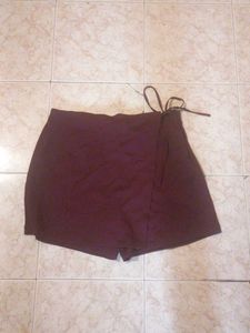 Burgundy Skort with Tie Detail