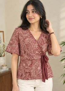 Stylish Printed Wrap Top
