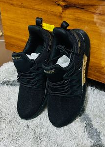 Stylish Black & Gold Sports Shoes
