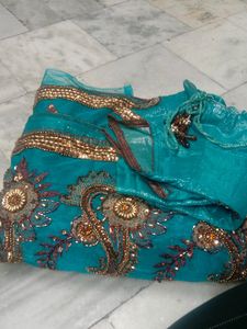 heavy trendy Embroidery Work net saree