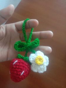 Handmade Crochet Strawberry keychain