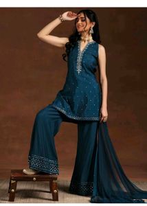 Elegant Teal Kurta Palazzo Set