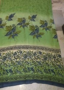 Green Floral Print Saree