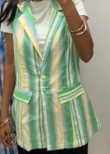 Striped Sleeveless Blazer