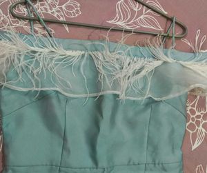 💎🥵Light Blue Feather Trim Mini Dress🔥🔥