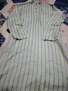 Printed Sea Green Men's Kurta