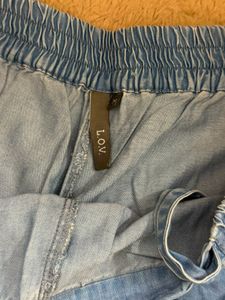 Light Wash Denim Tie-Waist Shorts