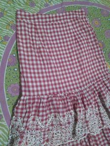 Red Gingham Tiered Lace Skirt