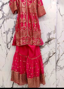 IBeautiful Hot Pink Sharara Suit Set🌼price Drop🌼