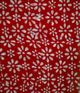 Vibrant Red Cotton wax batik suit