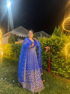Stunning Blue Lehenga Choli with Golden Embroidery