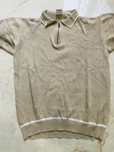 Snitch brand Men's Textured Zip Polo Shirt