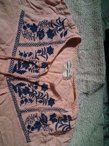 Embroidered Peach short kurti