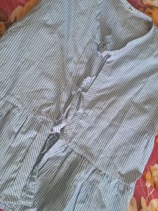 Striped Kurta with Tie-Up Neckline
