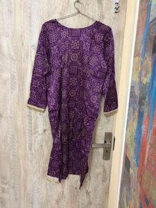 Vibrant Purple Bandhani Kurta Set with dupatta