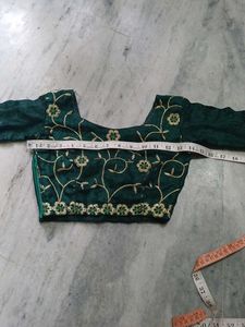 Embroidered Green Velvet Blouse