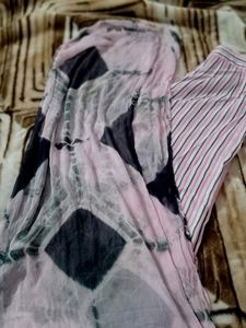 Pink Suit Set With Plazo And Dupatta