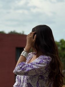 Purple Floral Print Cotton Kurta