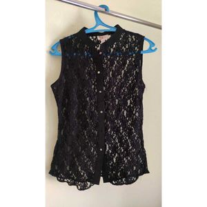 Black Floral Lace Shirt