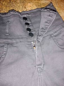 Black High-Waisted Denim Mini Skirt