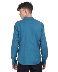 Combo of Men's Blue Band Collar Casual Shirt And