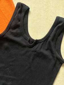 Orange &amp; Black Crop Tank Tops (2 Pc Set)