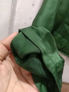 Elegant Green Satin V-Neck Top