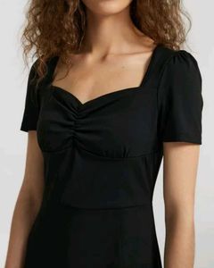 Black Midi Dress with Slit