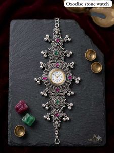 Oxidised Stone Watch with Intricate Design