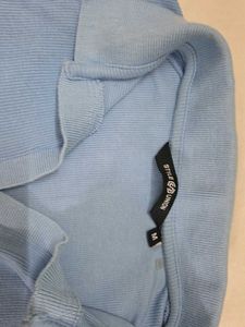 Style Union Powder Blue Ribbed Crop Polo Top