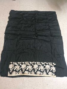 Elegant Black with Floral Border Kurta material