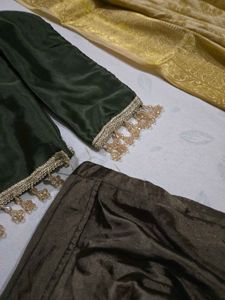Green satin lehnga