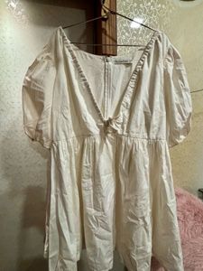 Cream Puff Sleeve Mini Dress
