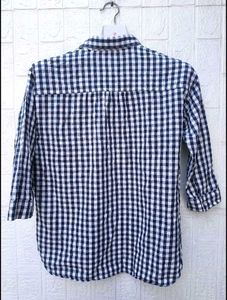 Korean Pintrest Blue Checkered Oversized Shirt