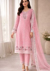 Pink Pakistani Embroidered Dress Material