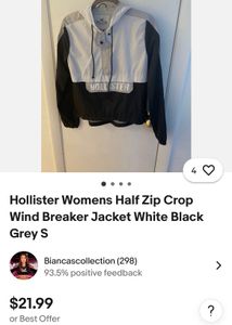 HOLLISTER WHITE WINDCHEATER HOODIE
