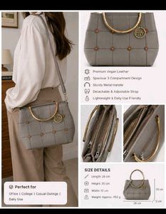 Elegant Taupe Dual handle & sling bag