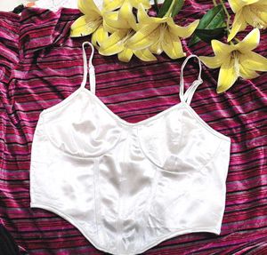 White Cami satin shein Corset Top