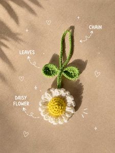 Crocheted Daisy Bag Charm/Keychain