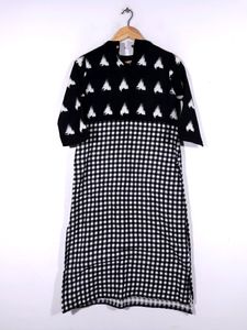 Black &amp; White Printed Kurta (Women's)