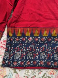 Red Ethnic Kurta with Bell Sleeves