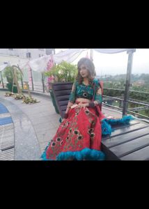 Stunning Teal &amp; Red Lehenga Choli