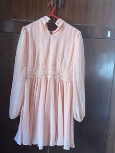 Elegant Peach Flowy Mini Dress